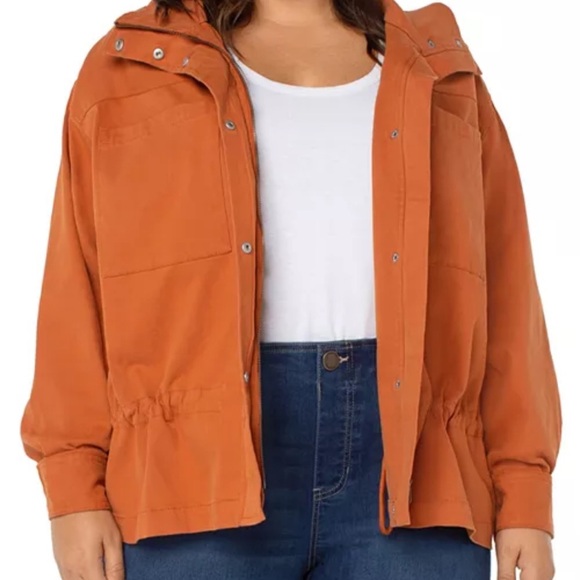 Liverpool Los Angeles Orange Zipper Drawstring Cinch Canvas Jacket - Picture 5 of 13